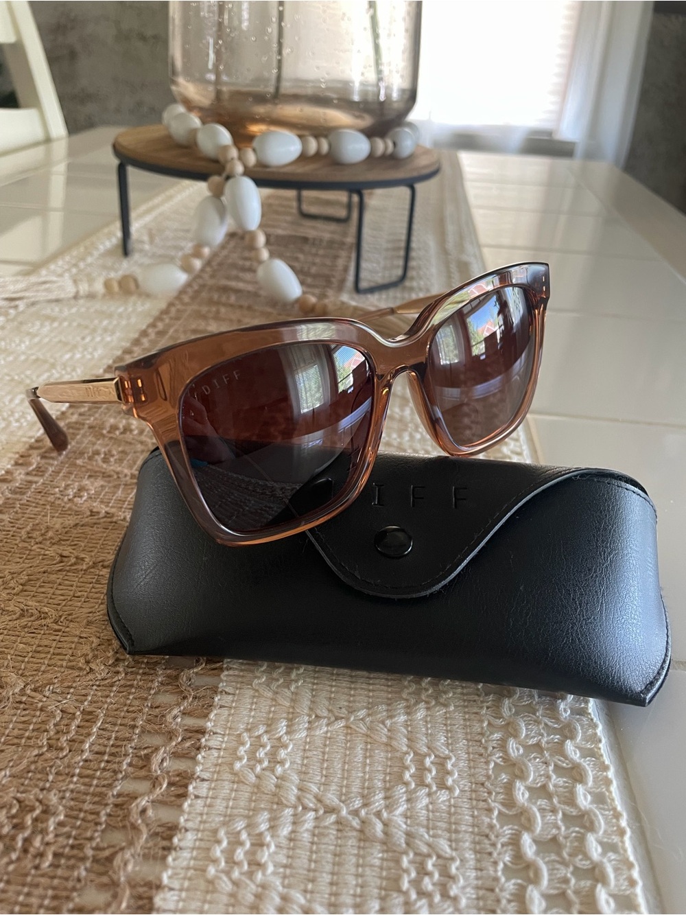 Diff Eyewear Brown Transparent Frame Sunglasses with Brown Lenses